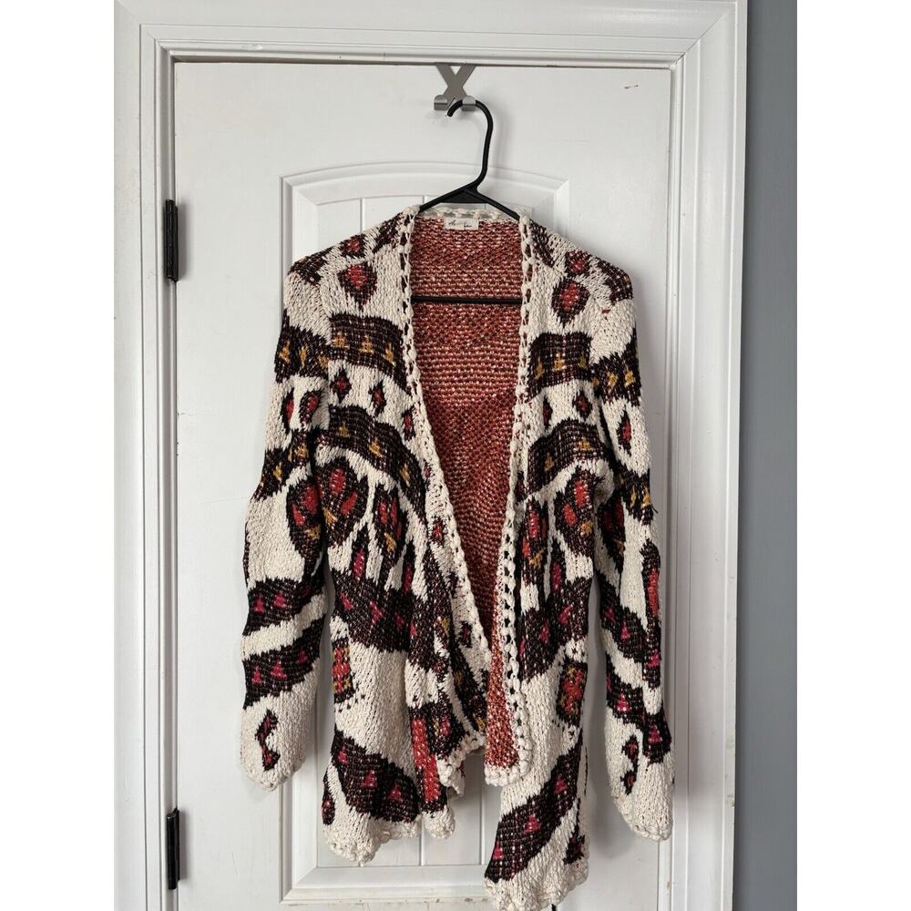 Ava Couture Moth Pleiades Knit Open Cardigan‎ Sweater Size Large